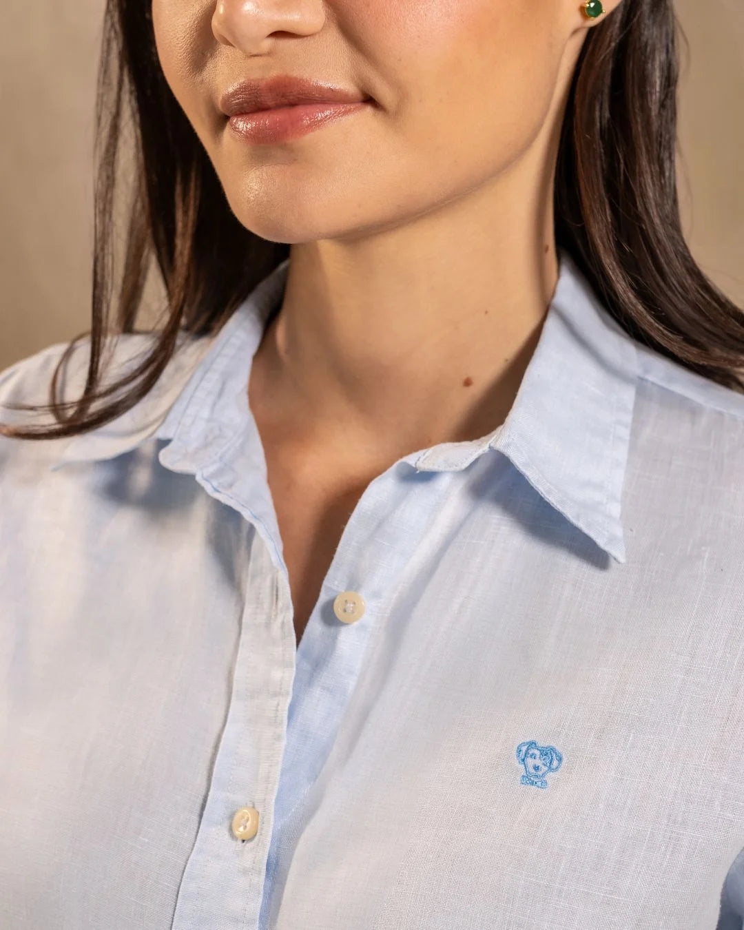 Women’s Stain-Resistant Linen Shirt – Capri Blue