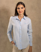 Women’s Stain-Resistant Linen Shirt – Capri Blue