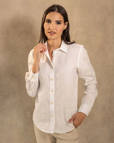 Women’s Stain-Resistant Linen Shirt – White