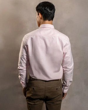 Camisa antimanchas Oxford Rayas Light Pink Columbia marca DANTE para hombre regular fit foto  espalda