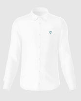 Camisa antimanchas Popelina Blanco Logo Azul Claro para hombre marca DANTE tallaje regular fit foto MOCKUP