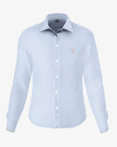 Women’s Stain-Resistant Poplin Shirt Yale Blue Stripes