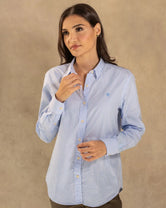 Women’s Stain-Resistant Poplin Shirt Yale Blue Stripes