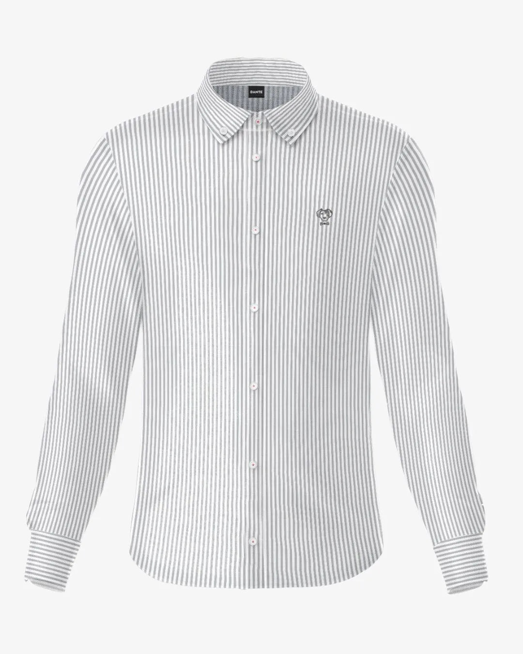 Camisa antimanchas oxford rayas dark grey para hombre tallaje regular marca DANTE foto mockup