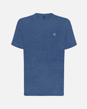 Camiseta Performance azul jaspe antiarrugas para hombre marca DANTE tallaje regular fit foto mockup