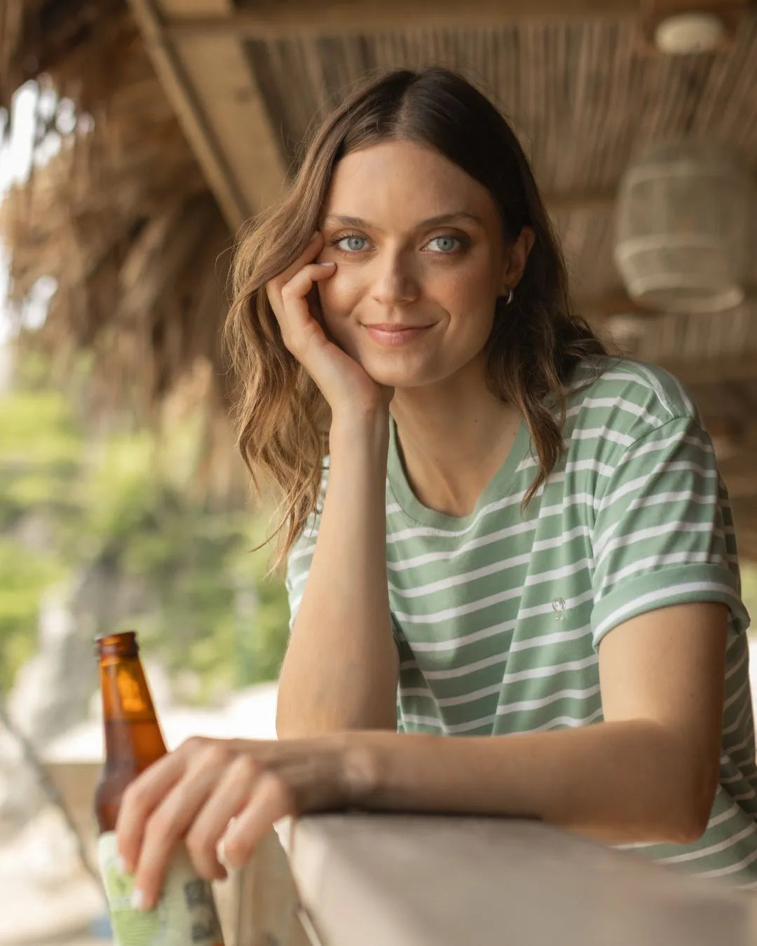 The Impeccable Tee™ – Sage Green Stripes Relaxed Fit