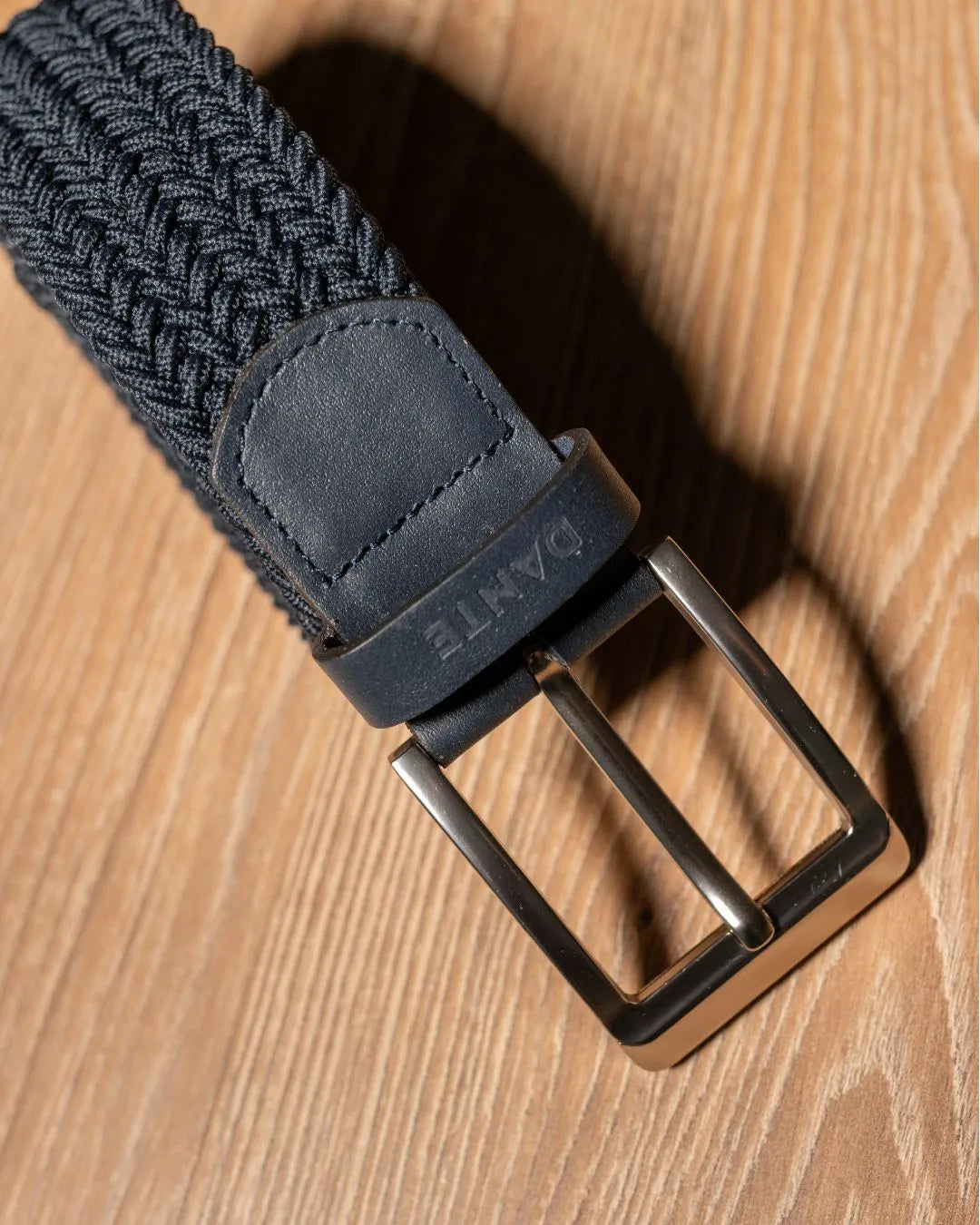 Cinturón Elástico Azul Osucro para hombre marca DANTE foto hebilla 
