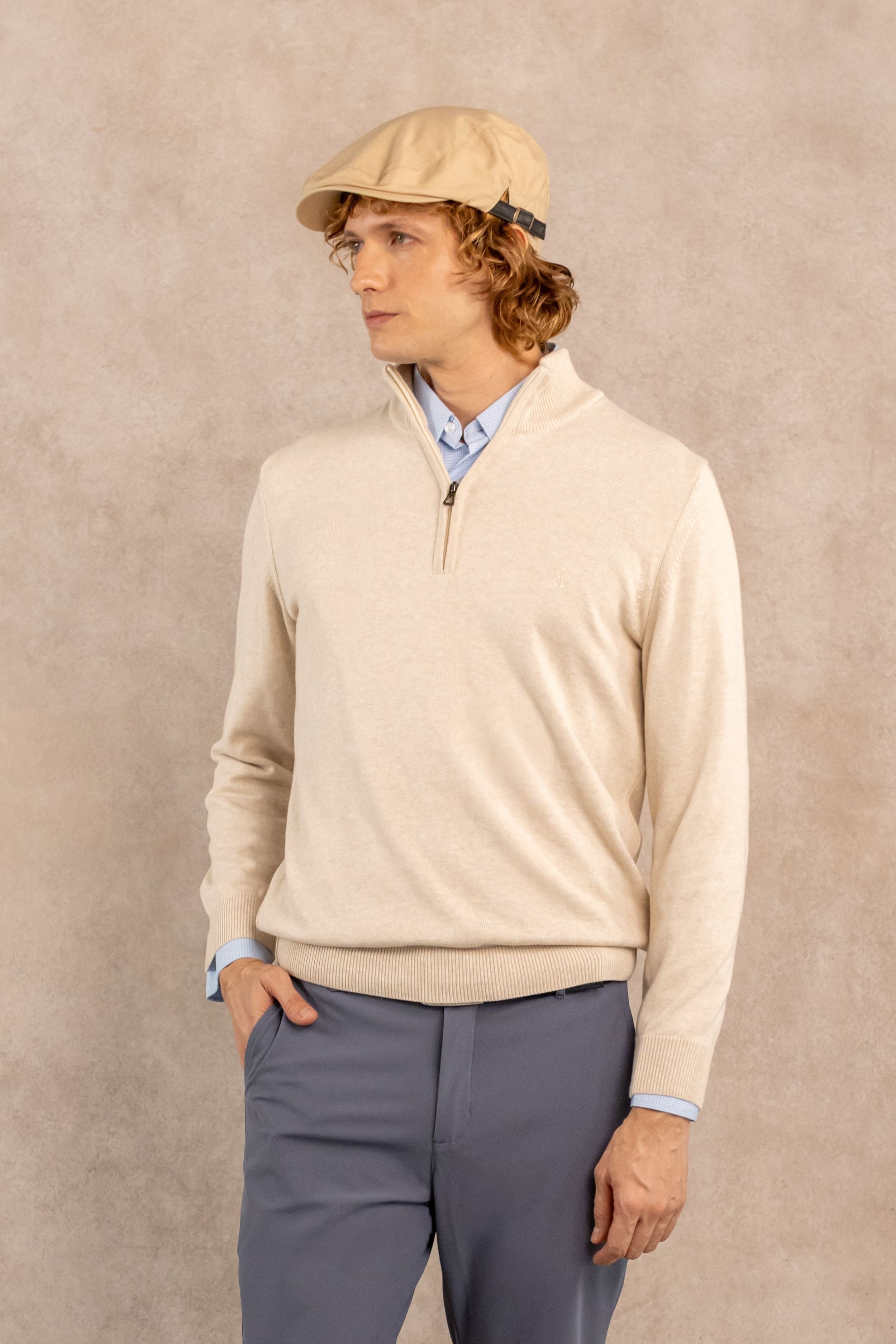 Ivory Knit Half-Zip