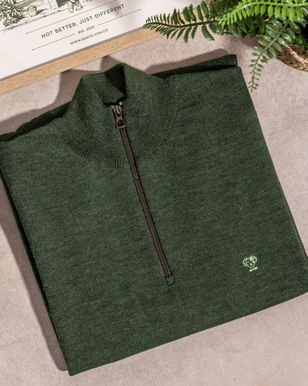 Halfzip Tejido Verde Militar Cuello Redondo para hombre marca DANTE foto producto