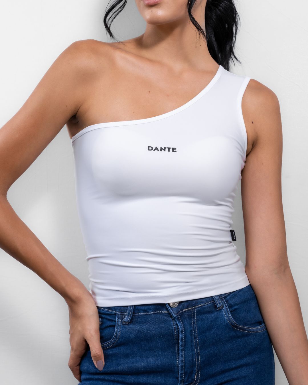 White Stain Resistant Top One Shoulder - Slim Fit