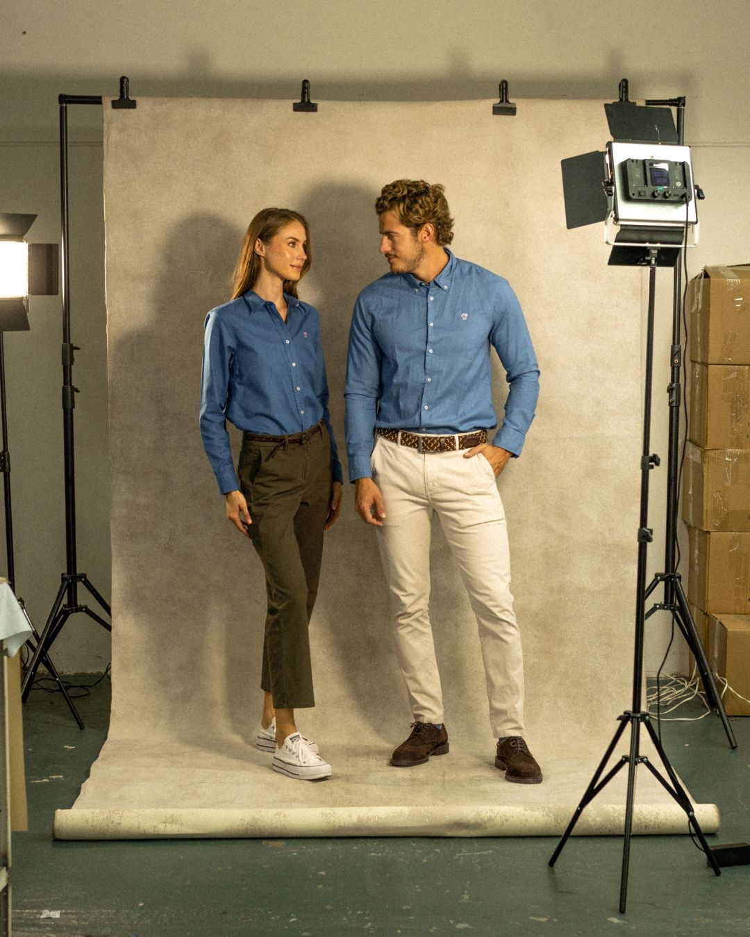 Chino Blue Stain Resistant Oxford Shirt for Women 