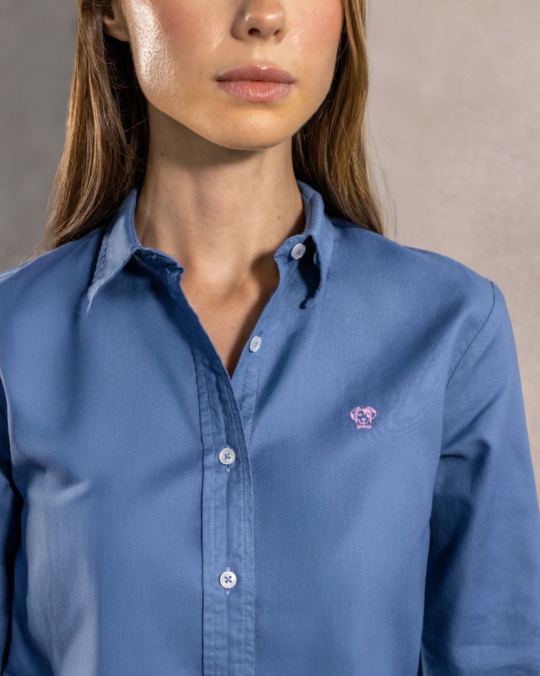Chino Blue Stain Resistant Oxford Shirt for Women 