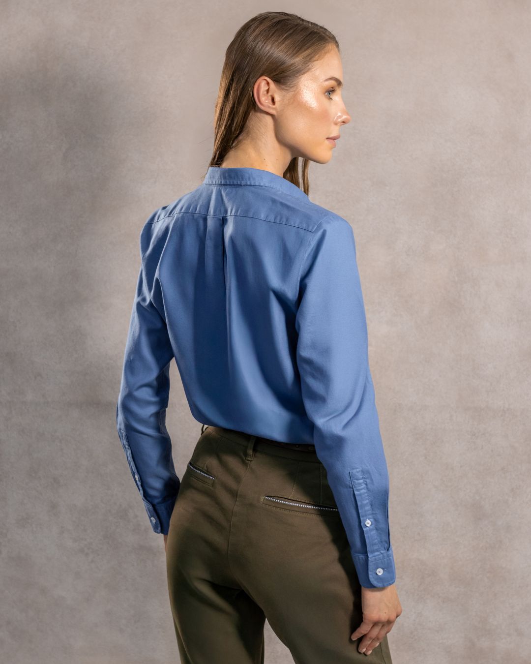 Chino Blue Stain Resistant Oxford Shirt for Women 