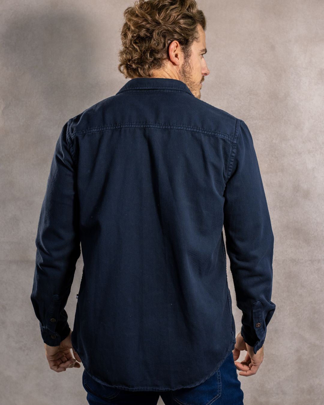 Dark Blue Stain-Resistant Light Jacket with Pocket