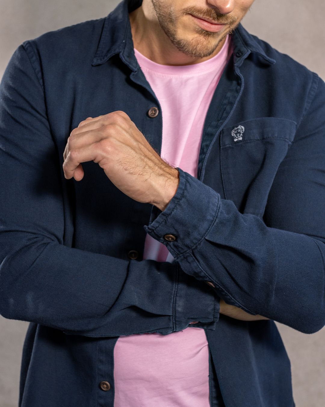 Dark Blue Stain-Resistant Light Jacket with Pocket