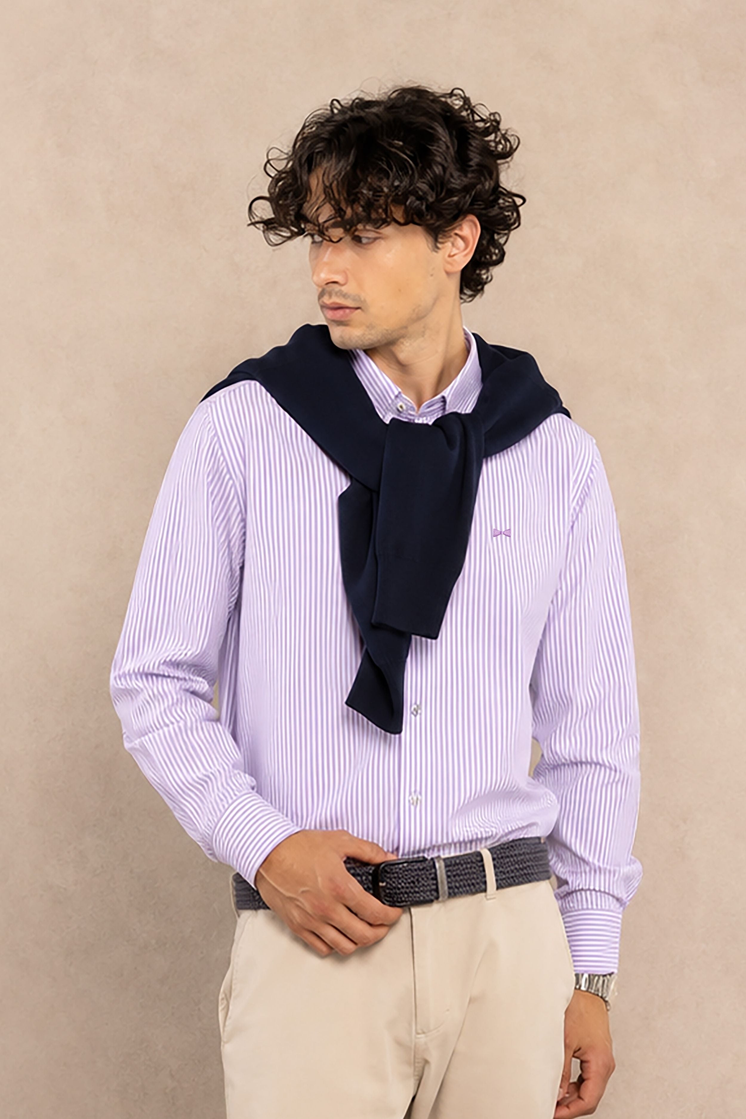 Performance Oxford Stripe Shirt – Lilac Stripes