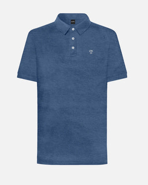 Polo Performance Antiarrugas Azul jaspe para hombre marca DANTE tallaje regular fit foto mockup