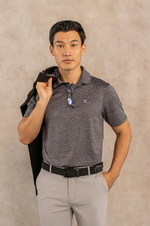 Wrinkle-Free Performance Heather Gray Polo