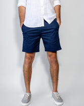 Navy Blue Stretch Shorts - Slim Fit
