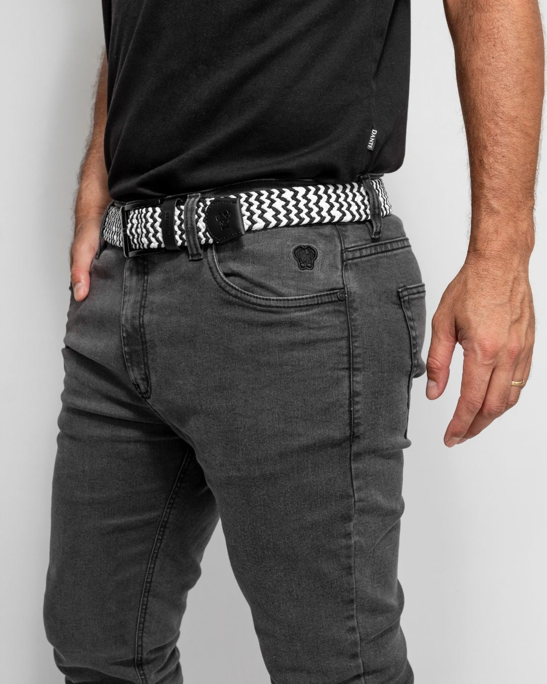 Braided Golf White & Black Belt